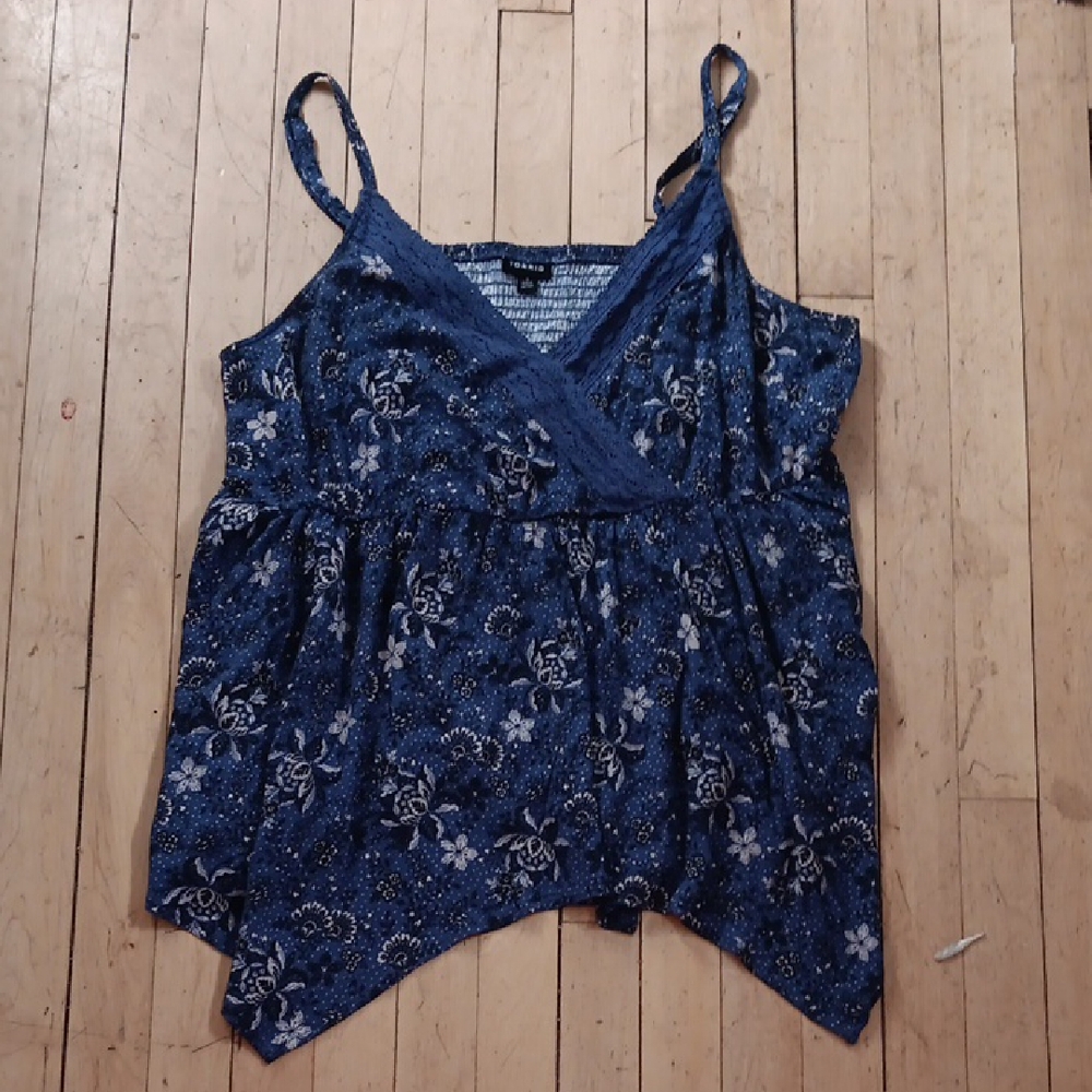 Torrid Blue Asymmetrical Faux Wrap Camisole Sz 1
